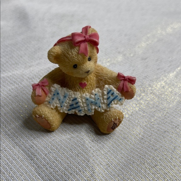 Vintage Nana Cherished Teddies Miniature Figurine Pink Blue Banner 1998 Enesco - Picture 2 of 8